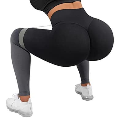 SUUKSESS Scrunch Butt Lifting Seamless Leggings for Women Booty High Waisted Workout Yoga Pants (Ombre Black, XS) - Image 4