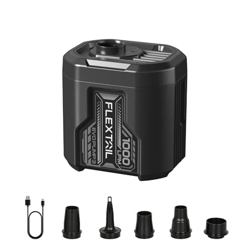 FLEXTAILGEAR 5kPa Electric Air Pump, Portable Camping Air Pump, Ultralight Paddleboard Pump with 1300mAh Rechargeable Battery, 1000L/min Airflow for Kayaking Air Beds Sleeping Pads Pool Floats - Image 1