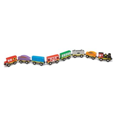 Melissa & Doug Wooden Magnetic Train Cars - 8 Piece Educational and Skill-Building Wooden Toy for Boys and Girls - Image 1
