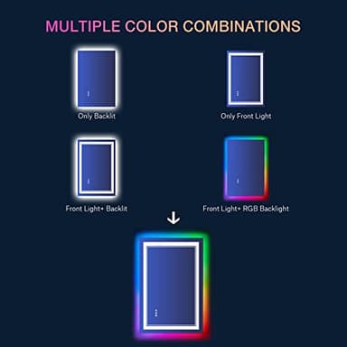 ISTRIPMF 24x36 inch RGB LED Bathroom Mirror with Lights, Colorful Changing Lighted Mirror, Shatterproof Dimmable Anti-Fog LED Vanity Mirror for Bathroom (RGB Backlit + Front-Lit) - Image 6