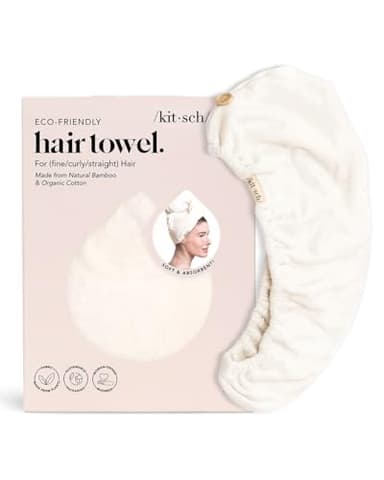 Kitsch Microfiber Hair Towel Wrap for Women - Microfiber Towel, Super Absorbent, Quick Dry, Anti-Frizz - for Long and Short Hairs, Turbans for Women, Hair Wrap - White Ivory - Image 2