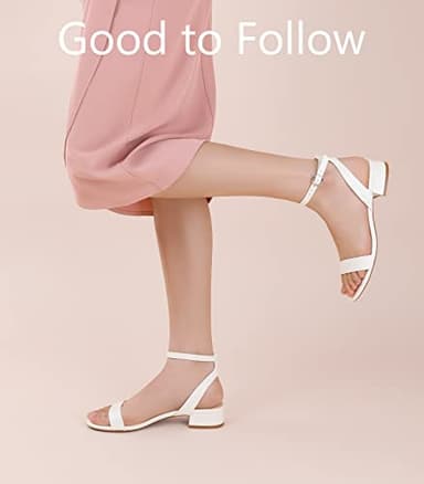 Ankis Nude White Black Women Sandals Gold Silver Comfortable Strappy Open Toe Sandals for Women Dressy Summer 1 Inch Low Block Clear Pink Taupe Heel Flat Adjustable Ankle Strap Wide Available Shoes - Image 5