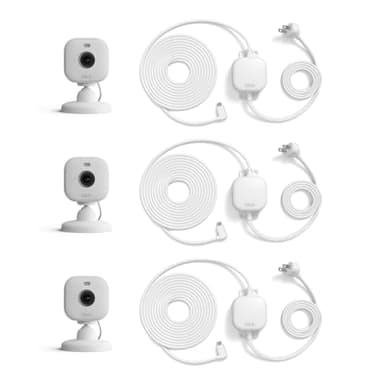 Blink Mini 2 (Newest Model) + Weather Resistant Adapter — Indoor/Outdoor Home Security & Pet Camera(s) with HD video, motion detection, and built-in spotlight — 3 cameras (White) - Image 1