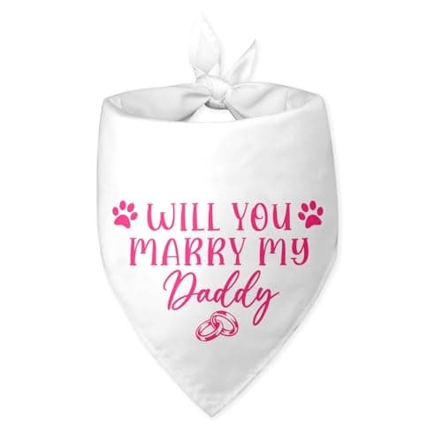Will You Marry My Daddy Wedding Bandana Black White Dog Bandana Engagement Gift Funny Dog Bandana Wedding Photo Prop Pet Scarf Accessories for Pet Dog Lovers Gifts - Image 1