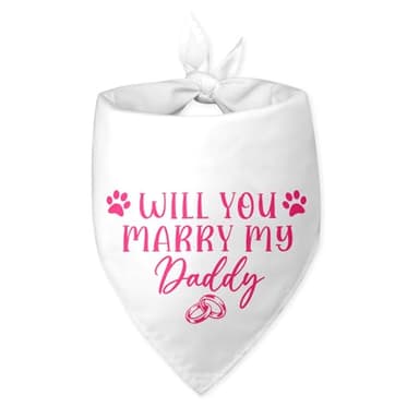 Will You Marry My Daddy Wedding Bandana Black White Dog Bandana Engagement Gift Funny Dog Bandana Wedding Photo Prop Pet Scarf Accessories for Pet Dog Lovers Gifts - Image 1