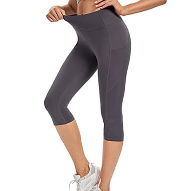adorence Capri Leggings for Women Plus Size (Naked Feeling 3/4 Yoga Pants, High Waist, Tommy Control), Women Capri Pants with Pockets-Darkgrey,XL - Image 3