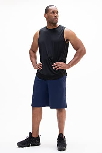 DEVOPS Men's 2-Pack Loose-Fit 10" Workout Gym Shorts with Pockets (X-Large, Black/Navy) - Image 5