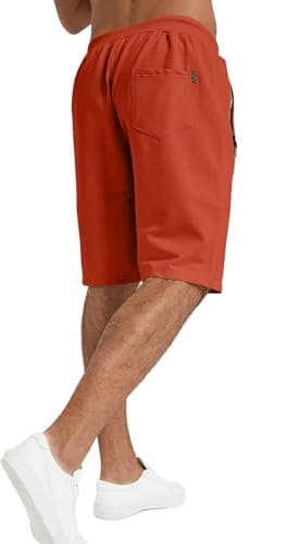 YTD Men's Shorts Casual Classic Fit Drawstring Summer Beach Shorts with Elastic Waist and Pockets M Flame Red - Image 4