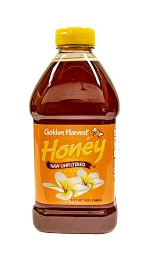 Golden Harvest Honey Unfiltered Raw Extra Light Wildflower Blend - 100% Pure Honey - Contains Natural Pollen - 3 Pounds - Image 1