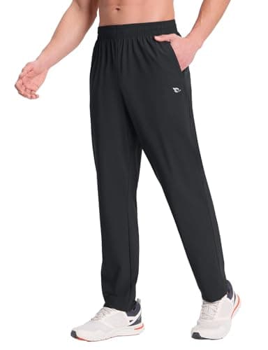 baleaf Men's Athletic Pants with Zipper Pockets Lightweight Quick Dry Tapered Sweatpants for Track Workout Jogging Running Black M - Image 1