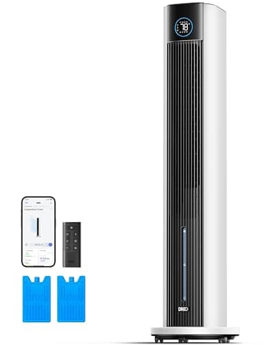 Dreo Evaporative Air Swamp Cooler, 43" Cooling Fans that Blow Cold Air 2025 Upgraded, 85° Oscillating Floor Fan for Bedroom, Easy Cleaning, APP Control, Ice Packs, 4 Speeds & 4 Modes, 12H Timer, White - Image 1
