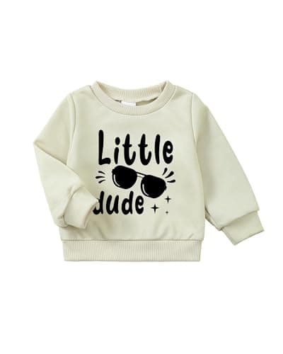 NZRVAWS 18-24 Months Baby Boys Clothes Pullover Dark Apricot Toddler Sweatshirt Long Sleeve Crewneck Boy Sweater Fall Winter Little Boys Outfit - Image 1