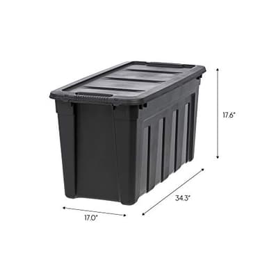 IRIS USA 31 Gallon Heavy Duty Storage Totes with Easy-Grip Handles, 4 Pack - Large Bins with Lids Garage Organizing Tubs, Durable Stackable Utility Containers, Made in USA - Black - Image 2