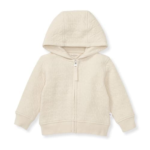 Burt's Bees Baby Baby Sweatshirts, Lightweight Zip-up Jackets Hooded Coats, Organic Cotton, Oat Quilted Bee - Image 1