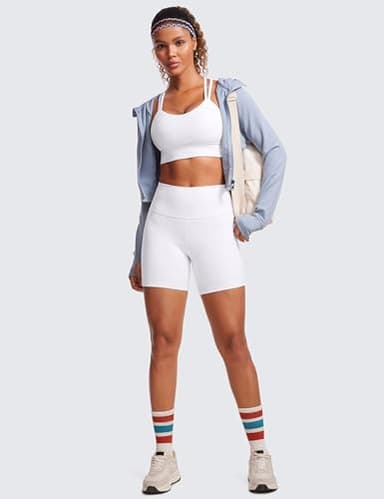 CRZ YOGA Softness Mold Womens Butterluxe Strappy Longline Sports Bra - Double Spaghetti Strap Workout Yoga Crop Top Athletic White Medium - Image 5