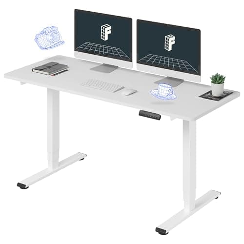 FLEXISPOT E6 Essential Standing Desk 3 Stages Dual Motor Electric 60x24 Inch Whole-Piece Board Height Adjustable Electric Sit Stand Desk(White Frame + White Desktop, 2 Packages) - Image 1