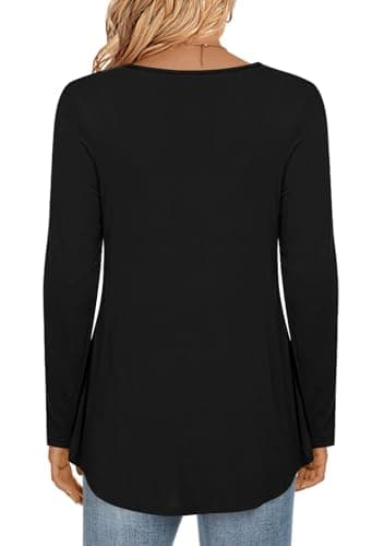 LONGYUAN Womens Plus Size Tops Long Sleeve Tunic Loose Fitting Casual Shirts Black X-Large - Image 3