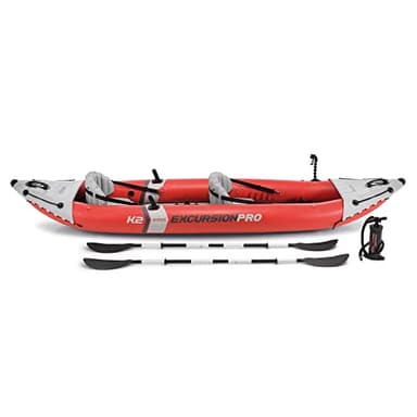 Intex 68309EP Excursion Pro K2 Inflatable Kayak Set: Includes Deluxe 86in Kayak Paddles and High-Output Pump – SuperTough PVC – Adjustable Bucket Seat – 2-Person – 400lb Weight Capacity - Image 9
