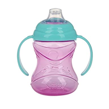 Nuby Clik-It Grip N' Sip Soft Spout No-Spill Training Sippy Cup with Handles - (3-Pack) 10 oz - 4+ Months - Aqua/Purple/Pink - Image 7