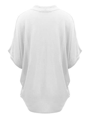 LL WSK1528 Womens Lightweight Short Sleeve Open-Front Casual Batwing Cardigan Loose Cover up L White - Image 2