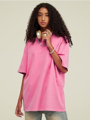 2 Pack Men's Oversized Cotton T-Shirts Loose Fit Vintage Tee Short Sleeve Casual Tshirts Solid Tops(BGPK,XL) - Image 7