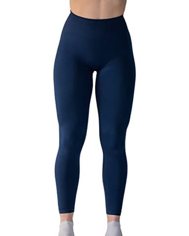 Seamless Scrunch Legging Women Yoga Pants 7/8 Tummy Control Workout Running for Workout Fitness Sport Active Ankle Legging-25'' (L, Tuxedo Blue) - Image 3