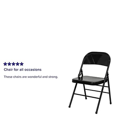 Flash Furniture 4 Pack HERCULES Series Triple Braced & Double Hinged Black Metal Folding Chair - Image 5