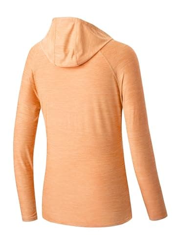 Willit Women's UPF 50+ Sun Protection Hoodie SPF Shirt Long Sleeve Hiking Fishing Outdoor Shirt Lightweight Hoodie Slubby Light Orange L - Image 2