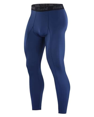 Runhit Men’s Compression Pants Running Tights Workout Leggings Athletic Base Layer Pants for Sports Yoga Basketball Navy Blue 3XL - Image 1