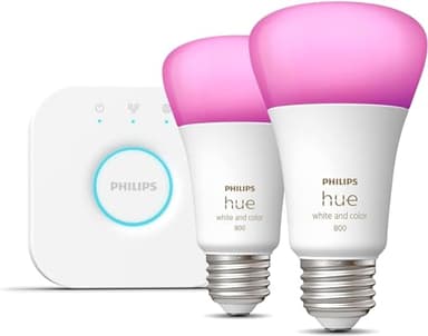 Philips Hue Smart Light Bulbs Starter Kit, Includes (1) Bridge, (2) 60W A19 Bulbs, White and Color Ambiance LED Color Changing Lights, 800LM, E26, Control with App or Voice Assistant - Image 6