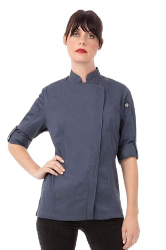Chef Works Women's Hartford Chef Coat, Blue, Medium - Image 1