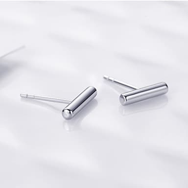 S.Leaf Sterling Silver Stud Earrings for Women Small Tiny Hypoallergenic Second Hole Bar Earrings Best Friend Birthday Gifts for Women Trendy Sister Mom Wife Womens Her Friend Party (Thick_Bar_Silver) - Image 5