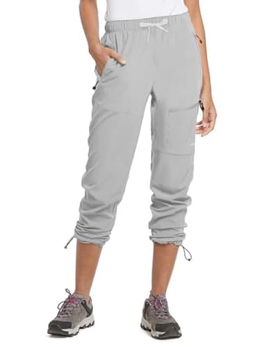 baleaf Women's Hiking Pants Quick Dry Water Resistant Lightweight Joggers Pant for All Seasons Elastic Waist Glacier Gray Size M - Image 2