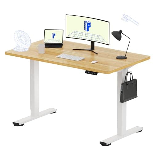 FLEXISPOT EN1 Whole-Piece Standing Desk, 48 x 24 Inches Height Adjustable Desk Stand up Desk Home Office Table for Computer Laptop (White Frame + Maple Desktop) - Image 1