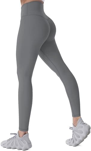 Sunzel Workout Leggings for Women, Squat Proof High Waisted Yoga Pants 4 Way Stretch, Buttery Soft Sunzfly 28", Dark Grey, Large - Image 1
