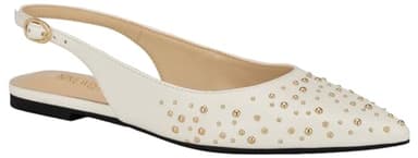 Nine West Women's Beamz Flat, White 140, 10 - Image 1