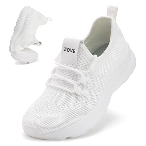 ZOVE Wide Toe Box Shoes Women Extra Wide Width Sneakers Ultra Light Road Running Shoes Non-Slip Tennis Sneakers Breathable Walking Athletic 8803 White 39 - Image 1