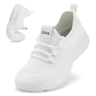 ZOVE Wide Toe Box Shoes Women Extra Wide Width Sneakers Ultra Light Road Running Shoes Non-Slip Tennis Sneakers Breathable Walking Athletic 8803 White 39 - Image 1