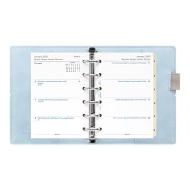Filofax Domino Soft Organizer, Pocket Size, Pale Blue - Smooth, Leather-Look, Grain Effect, Tactile, Six Rings, Week-to-View Calendar Diary, Multilingual, 2025 (C022582-25) - Image 5