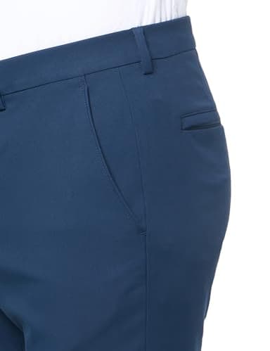 Perry Ellis Men's Portfolio Solid Flat Front Pant with Gripper Waistband, Navy - Image 3