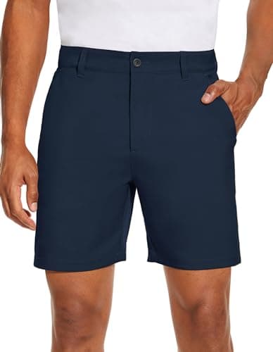 PULI Mens Golf Shorts 7 Inch Inseam Business Dress Casual Stretch Work Hiking Quick Dry Lightweight with Pockets Navy 34 - Image 1