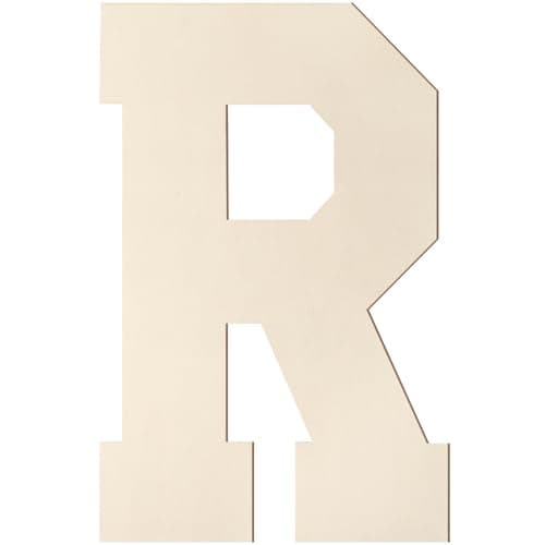 Wooden Letters 12 Inch, Large Wooden Letter R Shape Cutout Big Unfinished Vintage Sports Varsity Style Wood Alphabet Letters for Wall Decor Nursery Name Painting Crafts Party Room Home Decoration - Image 1