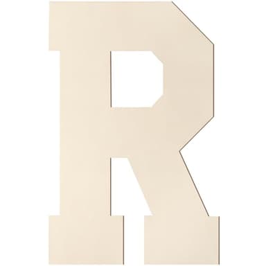 Wooden Letters 12 Inch, Large Wooden Letter R Shape Cutout Big Unfinished Vintage Sports Varsity Style Wood Alphabet Letters for Wall Decor Nursery Name Painting Crafts Party Room Home Decoration - Image 1