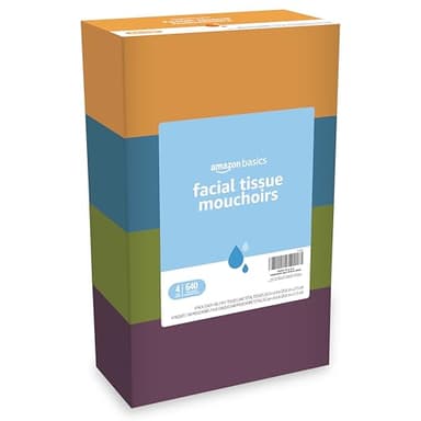 Amazon Basics Facial Tissue, 2-Ply, 160 Tissues per Box, 4 Boxes (640 total) (Previously Solimo) - Image 1