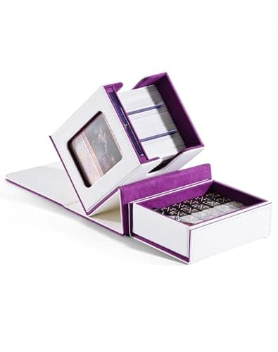 ZLCA MTG Commander Deck Box with Display Window, Card Deck Box Holds 100 Double-Sleeved Cards with Dice Tray & 35pt Magnetic Card Holder(White& Purple) - Image 1