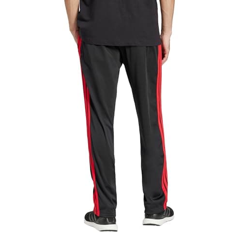 adidas Men's 3-Stripes Tricot Opem Hem Track Pants, Black/Pure Ruby - Image 1