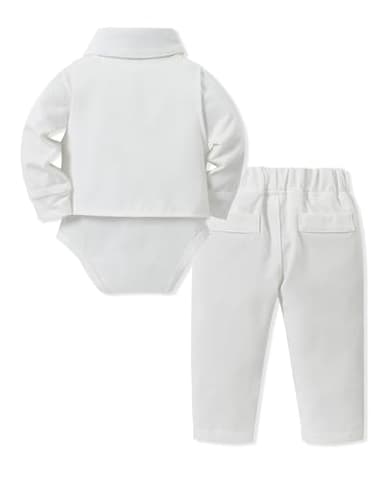 SANMIO Baby Boy Baptism Outfit Baby Boy Suits Collared Dress Shirt+Vest+Tie+Corsage+Pants Baby Christening Formal Outfits 5Pcs Sets - Image 7