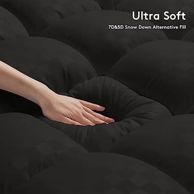 SameBed Mattress Topper Queen,Extra Thick Mattress Pad Cover for Back Pain,Cooling Mattress Protector with 8-21 Inch Deep Pocket,Overfilled Down Alternative Filling,Black - Image 3