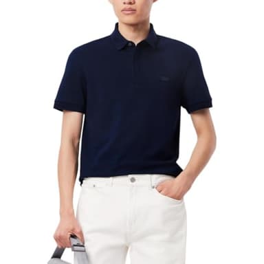 Lacoste Mens Short Sleeve Paris Polo, Navy Blue, Medium - Image 1