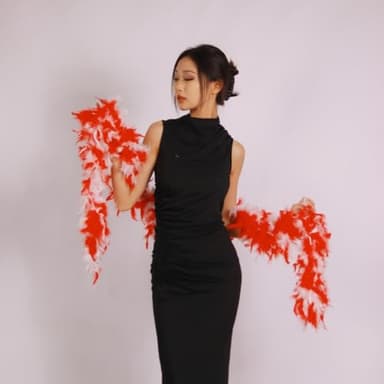 65g Turkey Chandelle Feather Boa for Party Bulk,Halloween,Wedding,Centerpieces,Concert,Costume,Dress Fringe and Home Decoration (Red w White) - Image 3